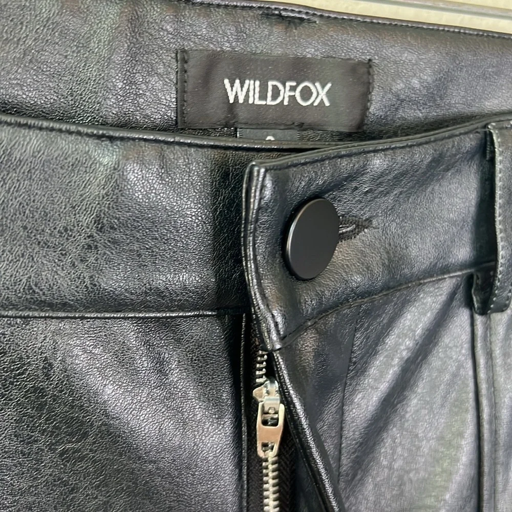 Wildfox Princess Seams Faux Leather Split Hem Pants Size S In Black Beauty